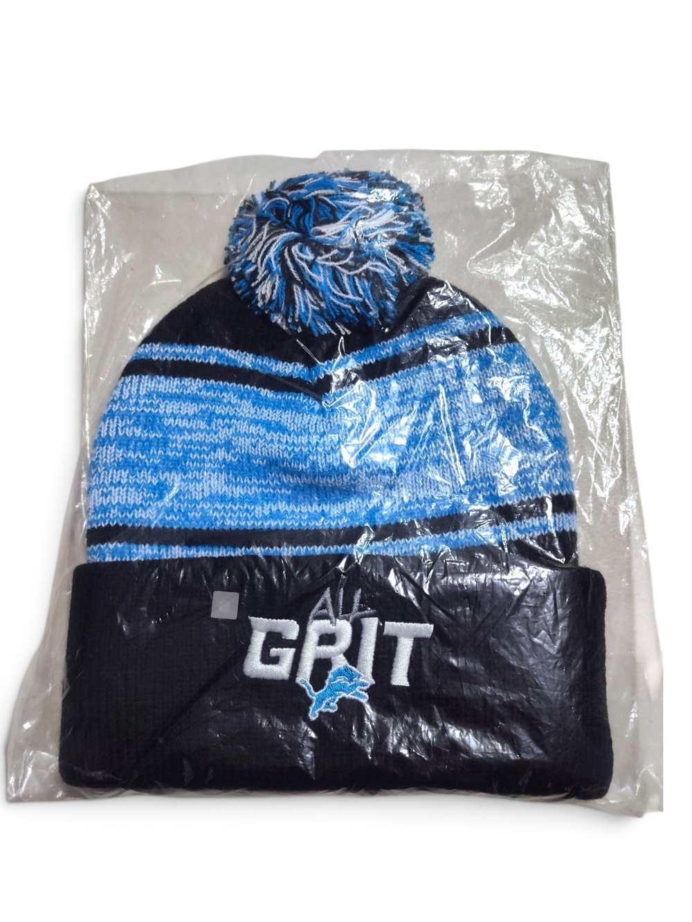 New Rare Detroit Lions All Grit Loyalty Member Exclusive Knit Pom Beanie